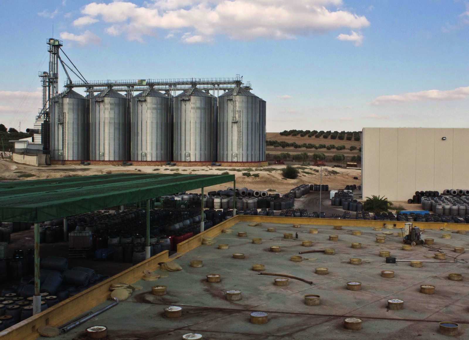 Fábrica con silos y patio de fermentación
